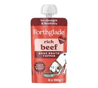 Forthglade Bone Broth for Dogs, Rich Beef (6 x 180g) Grain Free & Hypoallergenic, Natural Ingredients with Superfood Boost, Dry Dog Food Topper, Supports Everyday Well-Being, Ages 4+ Months