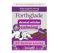 Forthglade Calming Dental Chews for Dogs, 20 Sticks, Dog Treats Infused with Calming Botanicals, Helps Freshen Breath, Remove Plaque & Tartar from Teeth, Hypoallergenic & Grain-Free, Resealable Bag