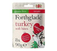 Forthglade Christmas Natural Dog Treats (8 x 90g Bags) - Hypoallergenic & Grain Free Dog Treats with Turkey, Hand-Baked Soft Bites, Resealable Bags
