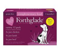 Forthglade Complementary Natural Wet Dog Food - Grain Free Just Variety Pack (12 x 395 g) Trays - Chicken, Lamb & Beef