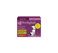 Forthglade Complementary Natural Wet Dog Food - Grain Free & Vegetables Just Variety Pack (12 x 395g) Trays - 90% Chicken, Lamb & Beef