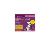 Forthglade Complementary Natural Wet Dog Food - Grain Free & Vegetables Just Variety Pack (12 x 395g) Trays - 90% Chicken, Lamb & Beef, Packaging may