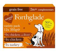 Forthglade Complementary Wet Dog Food (12 x 395g Trays) - Grain Free & Hypoallergenic Dog Food, Just Chicken, Chicken with Liver & Turkey