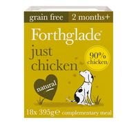 Forthglade Complementary Wet Dog Food (18 x 395g Trays) - Grain Free & Hypoallergenic Dog Food, Just 90% Chicken