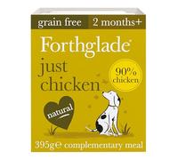 Forthglade Complementary Wet Dog Food (18 x 395g Trays) - Grain Free & Hypoallergenic Dog Food, Just 90% Chicken, Stomach Sensitive Meals with Natural Ingredients