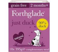 Forthglade Complementary Wet Dog Food (18 x 395g Trays) - Grain Free & Hypoallergenic Dog Food, Just 90% Duck with Vegetables, Stomach Sensitive Meals with Natural Ingredients