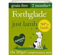 Forthglade Complementary Wet Dog Food (18 x 395g Trays) - Grain Free & Hypoallergenic Dog Food, Just 90% Lamb, Stomach Sensitive Meals with Natural Ingredients