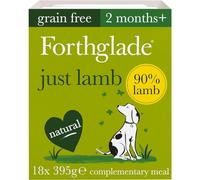 Forthglade Complementary Wet Dog Food (18 x 395g Trays) - Grain Free & Hypoallergenic Dog Food, Just 90% Lamb, Stomach Sensitive Meals with Natural