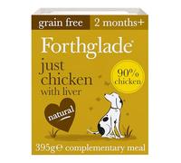 Forthglade Complementary Wet Dog Food (18 x 395g Trays) - Grain Free & Hypoallergenic Dog Food, Just Chicken with Liver, 90% Protein Stomach Sensitive Meals with Natural Ingredients