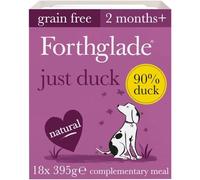 Forthglade Complementary Wet Dog Food (18 x 395g Trays) - Just Duck with Vegetables, 90% Duck, Grain Free Stomach Sensitive Dog Food with Natural