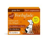 Forthglade Complementary Wet Dog Food Variety Pack (12 x 395g Trays) - Just Chicken, Chicken with Liver & Turkey, 90 Percent Meat, Hypoallergenic and