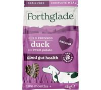 Forthglade Complete Natural Dry Dog Food - Grain Free Duck with Vegetables (6kg) Resealable Bag - Easy to Digest Cold Pressed Dog Food for Puppy,