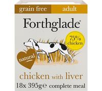 Forthglade Complete Natural Wet Dog Food - Grain Free Chicken & Liver (18 x 395g) Trays - Adult Dog Food 1 Year+