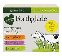 Forthglade Complete Natural Wet Dog Food - Grain Free Variety Pack (12x395g) Trays - Turkey, Lamb & Duck