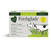 Forthglade Complete Natural Wet Dog Food - Grain Free with vegetables Variety Pack (12 x 395g) Trays - Turkey, Lamb & Duck - Adult Dog Food 1 Year+