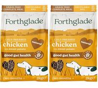 Forthglade Dry Dog Food, Cold Pressed (2kg), Hypoallergenic and Grain Free Dog Food, Chicken & Vegetables, Natural Senior, Adult and Puppy Meal, Vet Approved For Good Gut Health (Pack of 2)