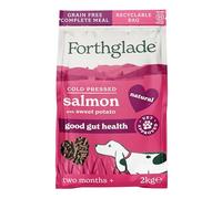 Forthglade Dry Dog Food, Cold Pressed, (2kg Resealable Bag), Salmon with Vegetables, Hypoallergenic Dog Food, Grain Free Complete Meal, Natural Senior, Adult and Puppy Dry Dog Food for Good Gut Health