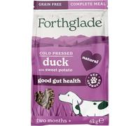 Forthglade Dry Dog Food, Cold Pressed (6kg), Hypoallergenic and Grain Free Dog Food, Duck & Vegetables, Natural Senior, Adult and Puppy Meal, Vet Approved For Good Gut Health