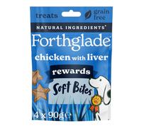 Forthglade Natural Dog Treats (4 x 90g Bags) - Hypoallergenic & Grain Free Dog Training Treats with Chicken and Liver, Baked Soft Bite Rewards, Resea