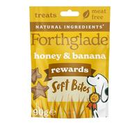 Forthglade Natural Dog Treats (4 x 90g Bags) - Hypoallergenic & Grain Free Dog Training Treats with Honey & Banana, Plant-Based Soft Bite Rewards, Resealable Bags