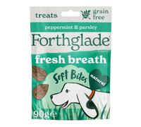 Forthglade Natural Dog Treats (4 x 90g Bags) - Hypoallergenic & Grain Free Dog Treats with Chicken, Peppermint & Parsley, Fresh Breath Soft Bites, Resealable Bags