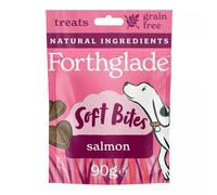 Forthglade Natural Dog Treats (8 x 90g Bags) - Hypoallergenic & Grain Free Dog Treats with Salmon, Hand-Baked Soft Bites, Resealable Bags