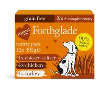 Forthglade Natural Grain Free Completmentary Wet Dog Food Just 90 Percent Poultry Variety Pack 395 g (Pack of 12)