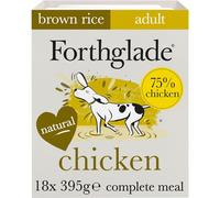 Forthglade Wet Dog Food (18 x 395g) Trays- Adult 1 year +, Chicken with Vegetables and Brown Rice, Wholegrain Stomach Sensitive Wet Dog Food Trays,