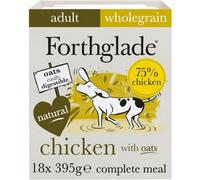 Forthglade Wet Dog Food (18 x 395g) Trays- Adult 1 year +, Chicken with Vegetables and Wholegrain Oats, Stomach Sensitive Wet Dog Food Trays, Complete