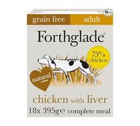 Forthglade Wet Dog Food (18 x 395g Trays) Adult 1 year +Grain Free Chicken Liver Vegetables Stomach Sensitive Dog Food Natural Ingredients Complete