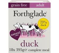 Forthglade Wet Dog Food (18 x 395g Trays) - Adult 1 year +, Grain Free Duck with Vegetables, Stomach Sensitive Dog Food with Natural Ingredients,