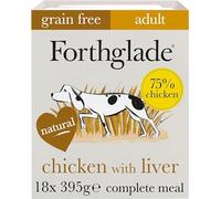 Forthglade Wet Dog Food (18 x 395g Trays) - Grain Free & Hypoallergenic Dog Food, Adult 1 Year+, Chicken with Liver, with Vegetables, Complete Stomach Sensitive Meals with Natural Ingredients