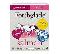 Forthglade Wet Dog Food (18 x 395g Trays) - Adult 1 year +, Grain Free with Salmon and Vegetables, Stomach Sensitive Dog Food with Natural Ingredients, Complete Hypoallergenic Dog Food