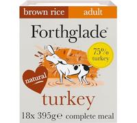 Forthglade Wet Dog Food (18 x 395g) Trays- Adult 1 year +, Turkey with Vegetables and Brown Rice, Wholegrain Stomach Sensitive Wet Dog Food Trays, Complete Hypoallergenic Dog Food