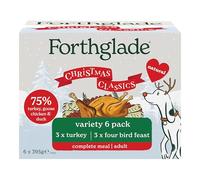 Forthglade Wet Dog Food Christmas Variety Pack (6 x 395g Trays) - Grain Free & Hypoallergenic Dog Food, Adult 1 Year+, Turkey with Cranberry & Four Bird Feast, Complete Meals, Natural Ingredients