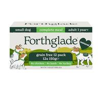 Forthglade Wet Dog Food for Small Dogs (12 x 150g Trays) - Adult 1 Year+, Grain Free & Hypoallergenic Food, Variety Pack, Chicken, Lamb and Turkey with Vegetables, Complete Meals, Natural Ingredients