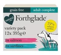 Forthglade Wet Dog Food Variety Pack (12 x 395g Trays) - Adult, Grain Free Salmon & Sardines With Vegetables, Stomach Sensitive with Natural