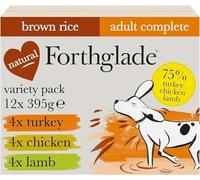 Forthglade Wet Dog Food Variety Pack (12 x 395g Trays) - Adult Dogs, Wholegrain Turkey, Lamb & Chicken with Brown Rice, Stomach Sensitive Wet Dog Food Trays, Hypoallergenic Dog Food