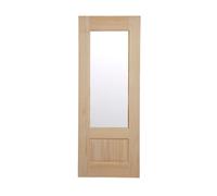 Fortia 2 Lite 2 Panel Clear Glazed Contemporary Pine Veneer Internal Clear Pine Door, (H)1981mm (W)686mm (T)35mm