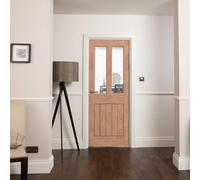 Fortia 2 Lite Clear Glazed Cottage Natural Oak Veneer Internal Timber Door, (H)1981mm (W)762mm (T)35mm