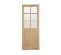 Fortia 2 Panel 6 Lite Clear Glazed Victorian Natural Pine Veneer Internal Timber Door, (H)1981mm (W)686mm (T)35mm