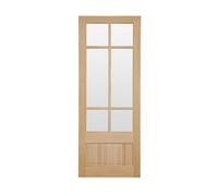 Fortia 2 Panel Clear Glazed Contemporary Pine Veneer Internal Clear Pine Door, (H)1981mm (W)762mm (T)35mm