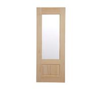 Fortia 2 Panel Clear Glazed Contemporary Pine Veneer Internal Clear Pine Door, (H)1981mm (W)762mm (T)35mm