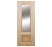Fortia 2 Panel Clear Glazed Contemporary Pine Veneer Internal Clear Pine Door, (H)1981mm (W)838mm (T)35mm