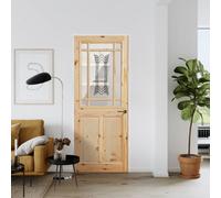 Fortia 2 Panel Screen-Printed Glazed Contemporary Natural Pine Veneer Internal Timber Door, (H)2032mm (W)813mm (T)35mm