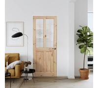 Fortia 2 Panel Screen-Printed Glazed Victorian Natural Pine Veneer Internal Timber Door, (H)2040mm (W)826mm (T)40mm