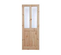 Fortia 2 Panel Screen-Printed Glazed Victorian Natural Pine Veneer Internal Timber Door, (H)2040mm (W)826mm (T)40mm
