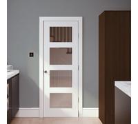 Fortia 4 Lite Clear Glazed Shaker White Pine Veneer Internal Pine Door, (H)1981mm (W)762mm (T)35mm
