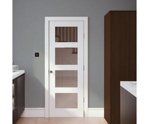 Fortia 4 Lite Clear Glazed Shaker White Pine Veneer Internal Pine Door, (H)1981mm (W)762mm (T)35mm