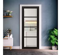 Fortia 4 Lite Shaker Clear Fully Glazed Black Internal Softwood Door, (H)1981mm (W)762mm (T)35mm